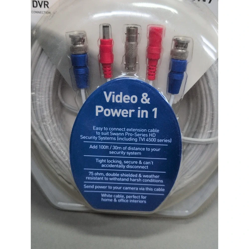 Swann Pro-Series HD BNC/DC Power Extension Cable‎ 100ft/30m for CCTV Security